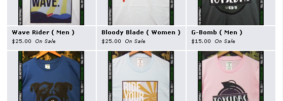 While Supplies Last… 40% markdown on specific tees. Out with the old, in with the new ! As the sizes for these styles run out, they won’t be re-upped. In the case of the Bloody Blades and Wave...